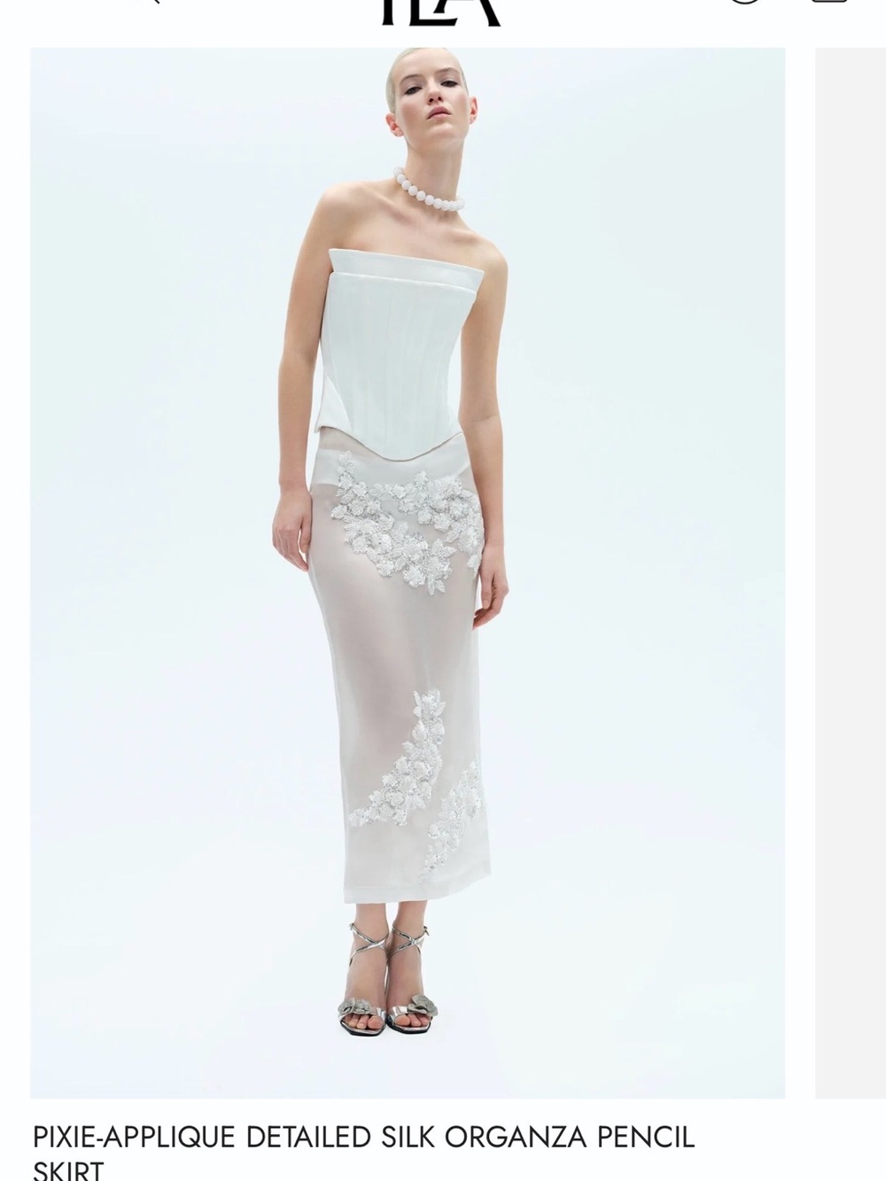 ILA White Pixie-Applique Silk Organza Midi Skirt